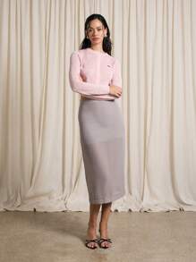 AiiRZ 超短款开衫透明针织纽扣毛衣秋冬分层 Y2K 学院风长袖修身时尚针织衫 - 粉色 - 查看 5