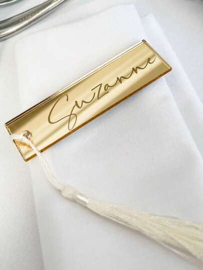 20Pcs/Set 13.5*4cm/5.3*1.57inch DIY Acrylic Wedding Place Cards With Tassels, Blank Name Setting, Event Decor, Party Place Names, Silver/Gold MirrorSeating Places Valentine's Day, Valentines Wedding, Birthday, Mother's Day, Easter, Graduation Decorations, Bachelorette, Wedding Items, Party Supplies, Bachelorette Party, Baby Shower Party Decorations, Festival Decor, Bridal Shower, St Patrick Day Decor, Room Decor, Back To School, Fall Decor, Christmas Decorations, Christmas