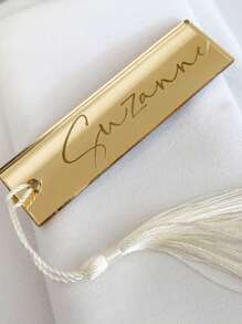 20Pcs/Set 13.5*4cm/5.3*1.57inch DIY Acrylic Wedding Place Cards With Tassels, Blank Name Setting, Event Decor, Party Place Names, Silver/Gold MirrorSeating Places Valentine's Day, Valentines Wedding, Birthday, Mother's Day, Easter, Graduation Decorations, Bachelorette, Wedding Items, Party Supplies, Bachelorette Party, Baby Shower Party Decorations, Festival Decor, Bridal Shower, St Patrick Day Decor, Room Decor, Back To School, Fall Decor, Christmas Decorations, Christmas