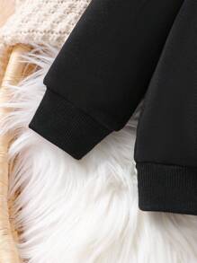 Baby Girl Comfortable Versatile Virgin Mary Print Crew Neck Sweatshirt - Black - View 4