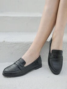 CUCCOO BIZCHIC Women's Solid Color Minimalist Flat Shoes, Casual Daily Wear For Christmas And New Year Holiday Vibe Fall And Winter - Black - View 4