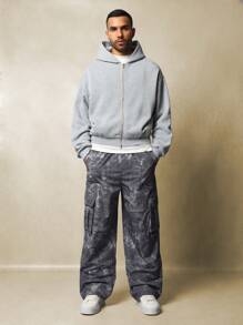 SUMWON Straight Fit Printed Parachute Cargo Trouser - Grey - View 3