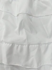 SHEIN VCAY 女式纯色荷叶边下摆宽松连衣裙 - 白色 - 查看 8