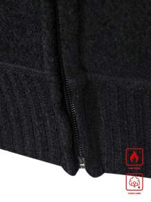 Manfinity Homme Men Front Zip Long Sleeve Pockets Casual Jacket, Basic Everyday Wear - Black - View 5