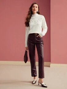 MOTF PREMIUM Jersey con detalles de perlas falsas y rhinestones - Blanco - Ver 7