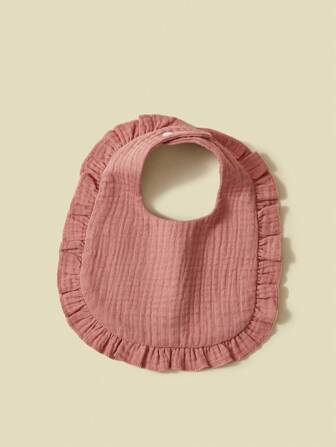 7 件套带蕾丝边的婴儿围兜，纯棉柔软面料，纯色，粉色