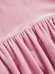 Flirla 大码女式露肩天鹅绒闪光大码蝴蝶结优雅可爱约会派对迷你连衣裙 - 粉色 - 查看 6