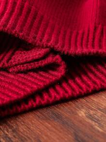 少女简约罗纹针织开衫和连体裤 2 件套