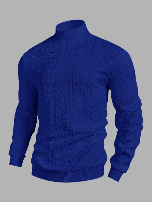 Manfinity RelaxMax Men's Solid Color Stand Collar Long Sleeve Casual Pullover Sweatshirt