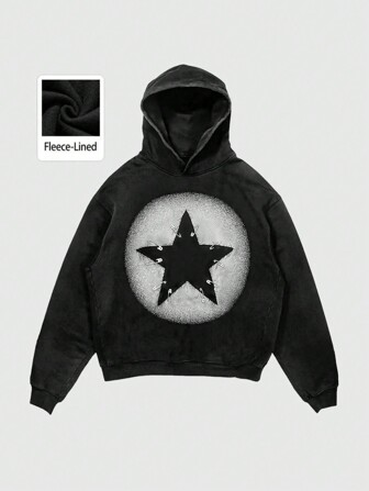 Street Life Men's Long Sleeve Pentagram Print Casual Pullover Hoodie