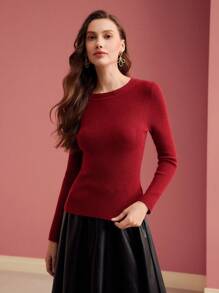 MOTF PREMIUM STEREO FLORAL TOP & LONG SLEEVE FITTED KNIT TOP FOR NEW YEAR CLOTHES - Red - View 7