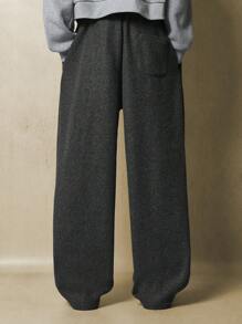 SUMWON Balloon Fit Knit Heavyweight Pleated Sweatpants - Dark Grey - View 4