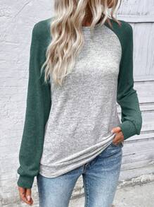 EMERY ROSE Women's Crew Neck Raglan Sleeve Colorblock Sweatshirt Graduation, Teachers For Women, Back To School Pullover Fall - Multicolor - View 5