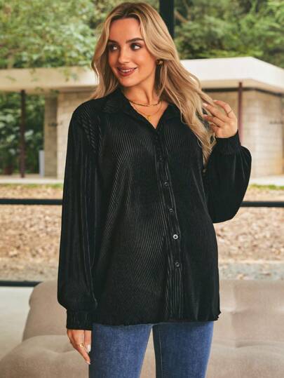 SHEIN Maternity V-Neck Solid Color Simple Casual Everyday T-Shirt