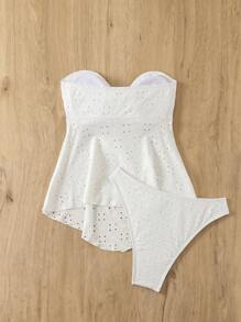 Swim Mod Bikini 2 mảnh Tankini mùa hè thanh lịch cho kỳ nghỉ bãi biển giản dị của phụ nữ - trắng - Xem 4