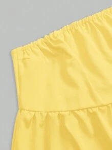 INAWLY Áo ống màu trơn thường ngày mùa hè cho nữ - Màu vàng - Xem 3