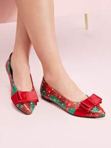 CUCCOO DOLLMOD Red Butterfly Decor Women Fashionable Elegant Commuting Flat Shoes Valentines