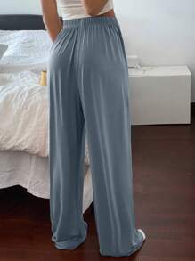 Livesso Comfortable Loose Straight-Leg Women Spring Lounge Cozy Pants, For Pajama, Fall & Winter - Blue - View 2