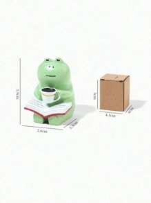 SHEIN 1pc Miniature Frog Rocking Chair Ornament, Cute Desktop & Car Decoration Cartoon Figurine Best Gifts Birthday,Room Decor , Ramadan Decor, Home Decor, Bathroom Decor
