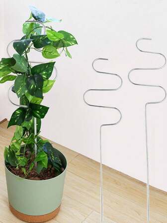 1pc Iron Plant Support Stake, Silver Creative Plant Support Rack For Garden