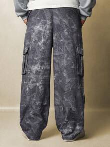 SUMWON Straight Fit Printed Parachute Cargo Trouser - Grey - View 4