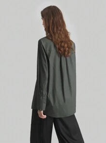 Ontre Dark Gray Women's Loose Casual Blouse, Comfortable Versatile All-Match Shirt, Essential For New Year, Suitable For Spring/Summer