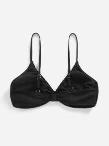 Swim Mod Women's Solid Color Minimalist Fashion Swimwear Top, Suitable For Holiday Beach Summer - Black - View 2