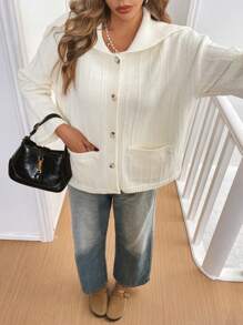 SHEIN Frenchy Women Casual Solid Color Cardigan, Simple And Fashionable For Daily Wear,French Solid Color Textured Lapel Buttoned Sweater Cardigan
Simple Daily Wear,Old Money,Commute,Suitable For Spring And Fall And Winter