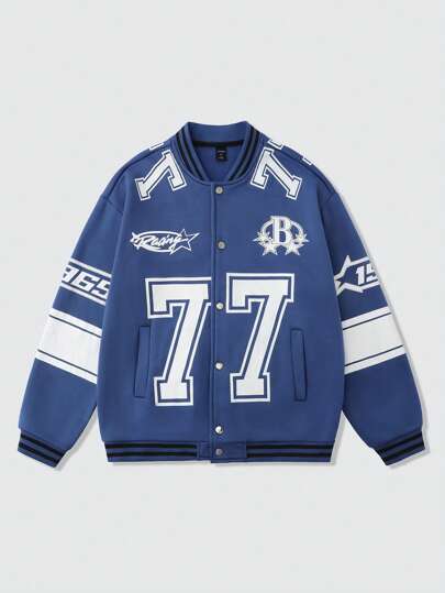 Street Life Chaqueta bomber de béisbol con forro térmico para hombre, estilo callejero