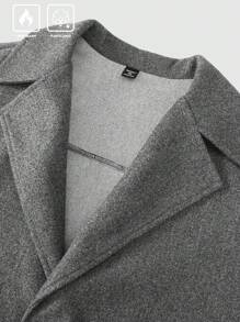 Manfinity Homme Plus Size Men's Casual Simple Plain Coat, Everyday Wear