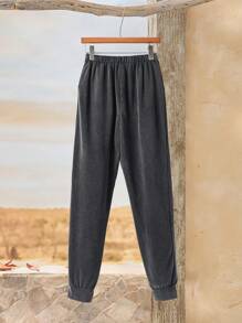 EMERY ROSE Damskie spodnie dzwony z pikowanym wzorem w płatki śniegu na jesień i zimę - Czarne - Zobacz 2