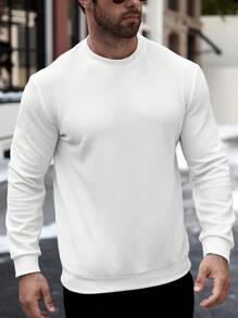Manfinity Homme Sudadera casual de talla grande para hombre, de unicolor, para primavera
