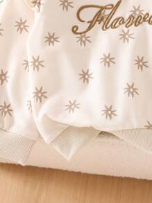 SHEIN Vintaside Kids 女婴可爱时尚热销印花运动衫，春/秋 - 米色 - 查看 5