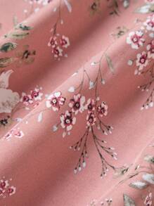 Sweetra Women's Floral Print Tie Waist Mid-Length Elegant A-Line Skirt