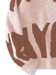 SHEIN Explorewe 少女图案印花超大圆领长袖毛衣 - 彩色 - 查看 4