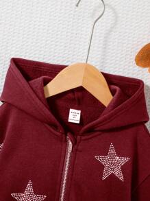 Moletom com Capuz Elegante Tricotada com Estrela de Cinco Pontas, Moda Jovem Feminina