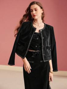 MOTF PREMIUM CONTRAST BINDING BOXY JACKET - Black - View 2