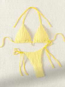 Swim Mod Lễ hội âm nhạc Bộ bikini tách biệt màu đậm trên bãi biển mùa hè - Màu vàng - Xem 4