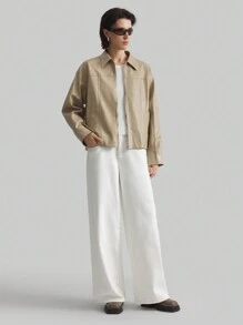 Ontre 2025 New Arrival Women's Pocketed Straight-Leg Loose Casual Versatile Jeans