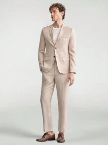 Manfinity VCAY Men Casual Woven Work Wear Matching Simple Suit Jacket And Suit Pants Set - Apricot - View 6