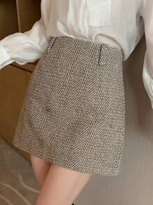 DAZY 女士休闲人字纹厚裙，秋冬