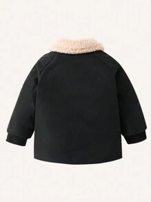 Baby Boys Black Thermal Lined Warm Outdoor Jacket - Black - View 2