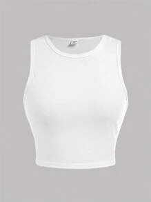 SHEIN Girlism 少女买 1 送 2 3 件/套：格子长袖衬衫、白色短款背心、罗纹针织喇叭裤休闲学院风 3 件套