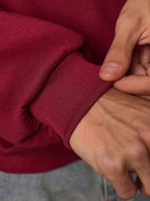 SUMWON Unisex Slouchy Hoodie Pullover Classic Casual Heavyweight Sweatshirt Autumn Winter Streetwear Basic Essential Sportswear - Purple - View 7