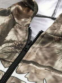 Men's Camo Branches Pattern Hoodie Sweatshirt - Multicolor - View 4