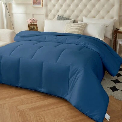 1件绗缝被 - 四季皆宜，羽绒替代品，四角带袢带，Oeko-Tex认证，皇家蓝