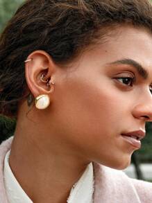 MOTF PREMIUM 1 PAIR WHITE RESIN HORSE EYE DESIGN STUD EARRINGS FOR WOMEN - Gold - View 10
