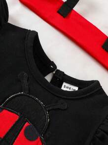 SHEIN Playful Pals Body graphique coccinelle pour nouveau-né, combinaison bébé mignonne et avec serre-tête, été