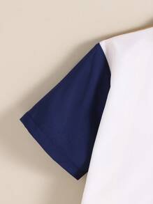 Boys Casual Patchwork Color Block Short Sleeve Shirt - Multicolor - View 3