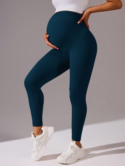 SHEIN Leggings de grossesse sans couture / Taille haute amincissante / Fort soutien pour la bosse
